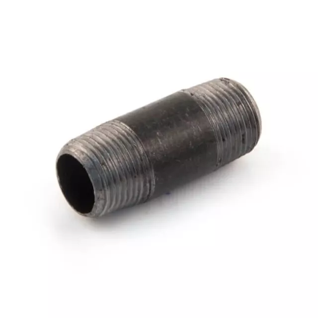 3/8" Inch Bsp Black Mild Steel Barrel Nipple Male X Male