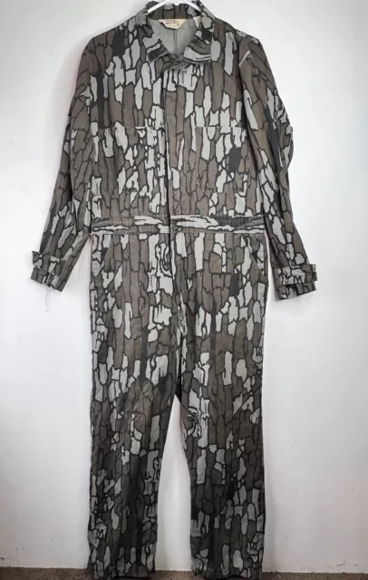 Vtg Cabelas Trebark Camo Coveralls Hunting Suit Made in USA Old Logo Size Medium