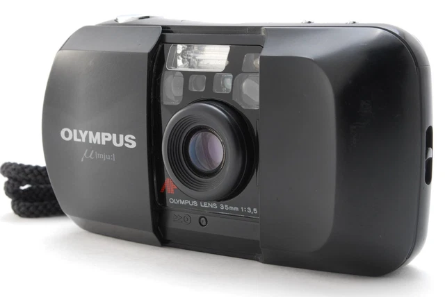 [Near MINT] Olympus μ mju Black  Point & Shoot 35mm Film Camera From JAPAN