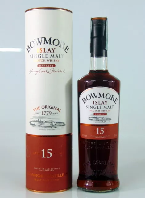 WHISKY BOWMORE AGED 15 YEARS DARKEST ISLAY SINGLE MALT 43%vol. SHERRY CASK