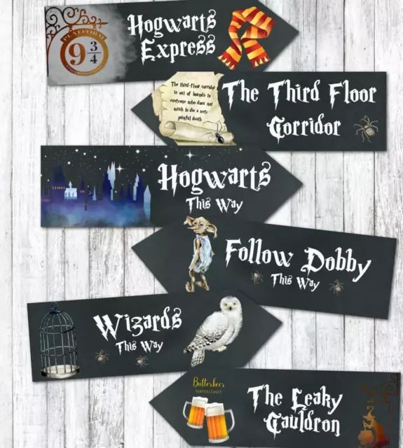 4 Large Harry Potter Hogwarts Wizards Party Decoration Arrow Signs - 42cm