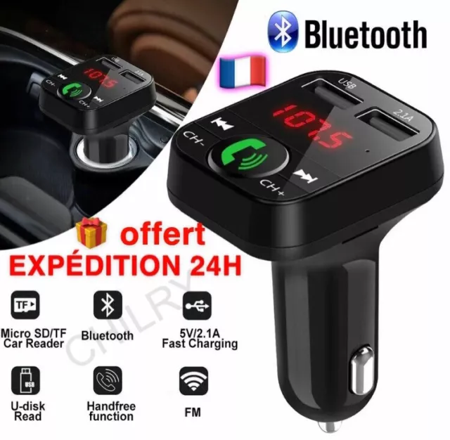 Transmetteur FM Sans fil Bluetooth 5.0 Adaptateur MP3 Kit Voiture Chargeur USB ,