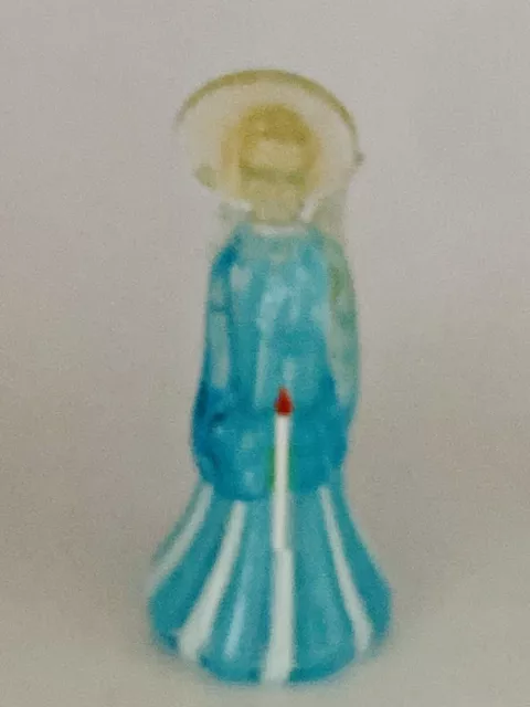 VTG Stunning Murano Italy Hand-Blown Glass Turquoise & Clear Gold Flecks Angel