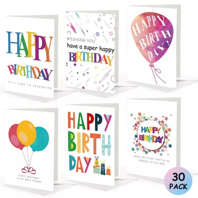 Biglietto di Compleanno con 6 motivi colorati Biglietti di auguri con buste 29PZ