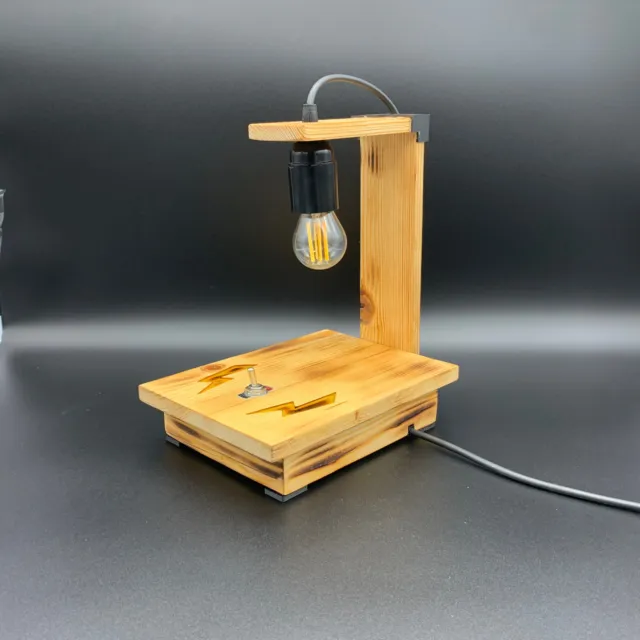 Lampada in legno di abete e resina | Abat jour tavolo/scrivania/ufficio 