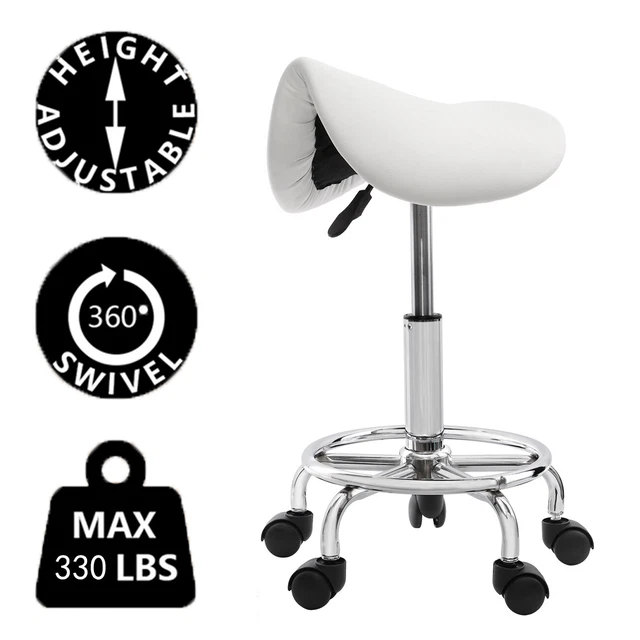 Tabouret De Selle Réglable Master Massage - Chaise De Travail Avec Roulettes - Pour Coiffeur, Maquillage, Bureau - Marron