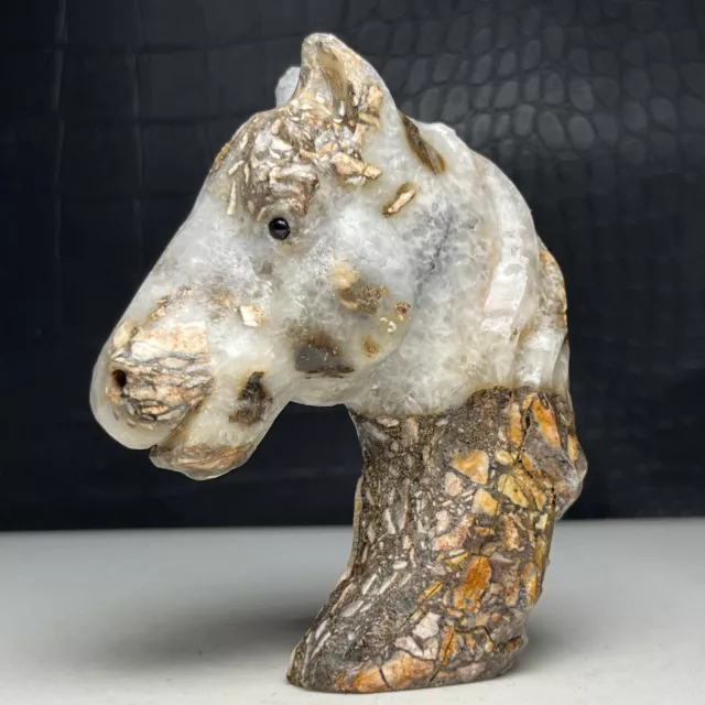 Natural Crystal Cluster Quartz Specimen Stone,Hand-Carved HORSE.Stone Statue.OE