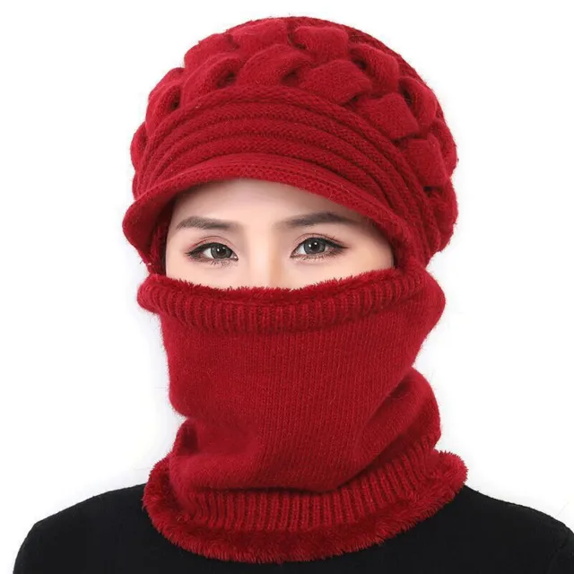 Winter Warm Female Thickening Windproof Cycling Hat Knitted Beanie Scarf CK_