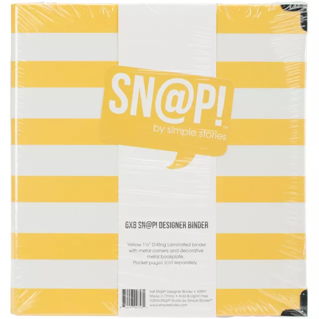 Simple Stories Sn@p! Designer Binder 6"X8"-Yellow Stripe SNAP3997