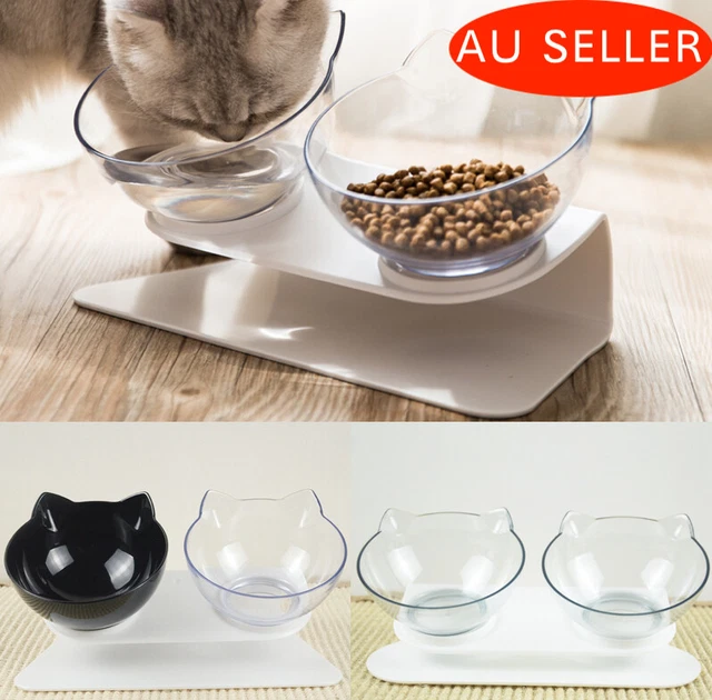 Double Cat Bowl Pet Bowls Stand Dog Elevated Feeder Food Water Raised Lifted AU