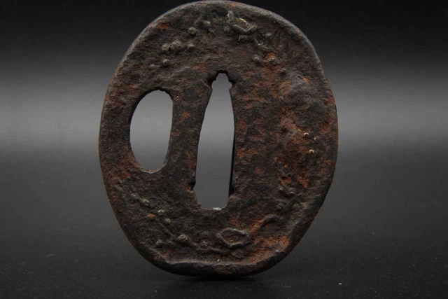 Tsuba Iron Ground Inlay Sword Fittings Japanese Armor Edo Samurai Antique Period