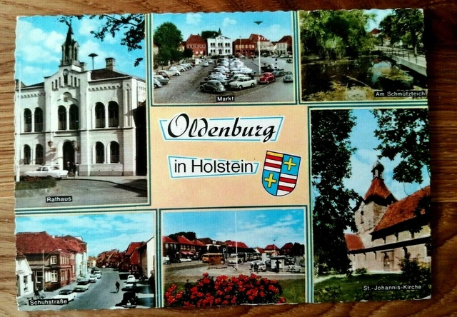 OLDENBURG IN HOLSTEIN Karte mit 6 Aufnahmen und Stadtwappen. 1971