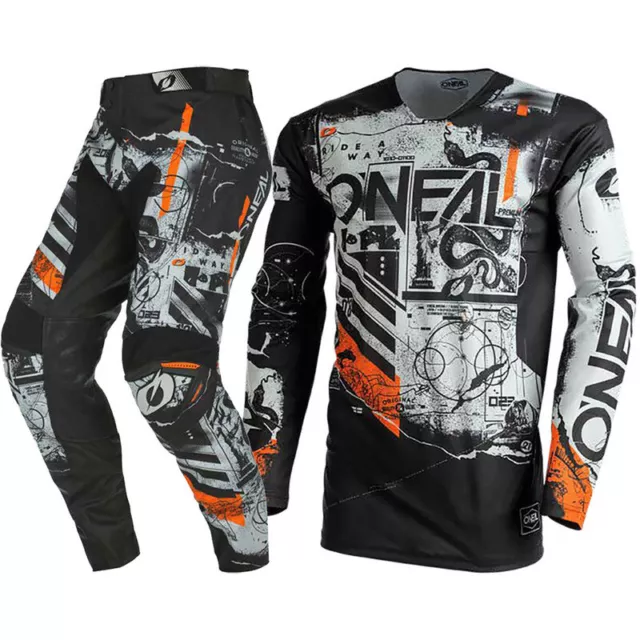 NEW Oneal MX Mayhem Scarz Black/Grey Dirt Bike Gear Set