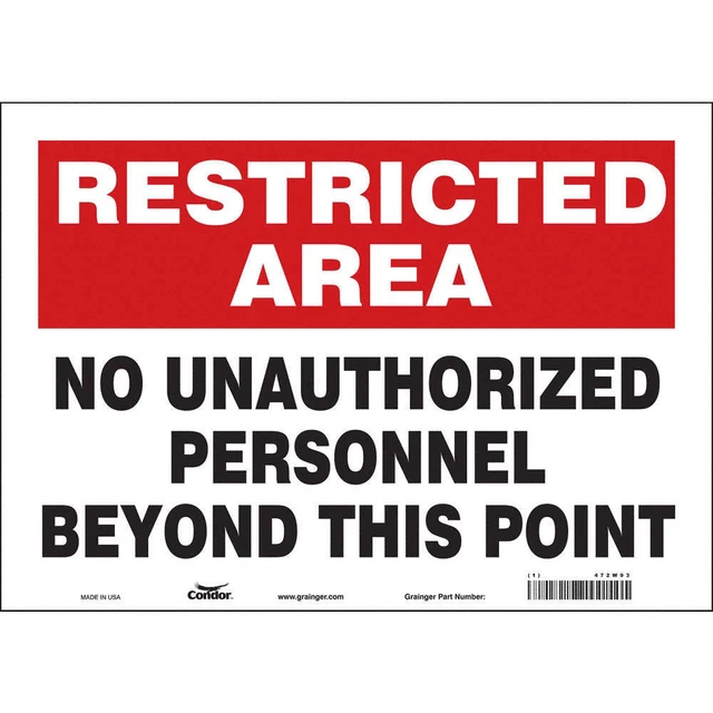 CONDOR 472W93 Safety Sign,10 in x 14 in,Vinyl