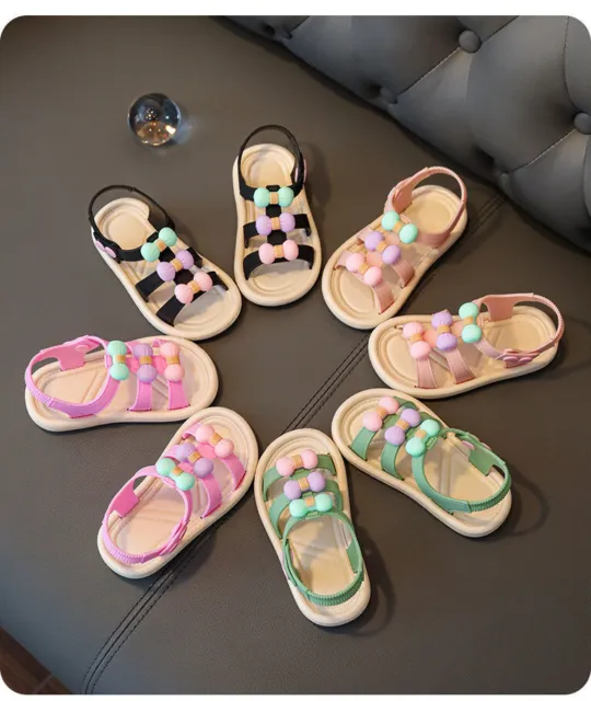 Sandali piatti per bambine estate all'aperto grandi bambini vacanze scarpe principessa taglia