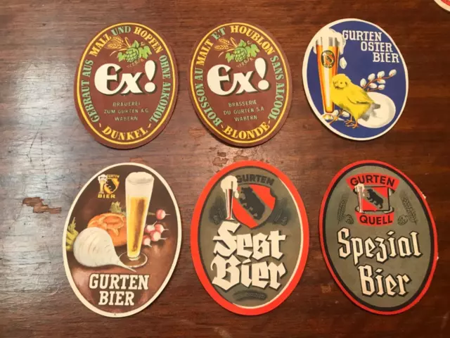 6 Gurten Bier beer labels