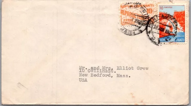 Schallstamps Haiti 1960 Postal History Cover Postal Tax Stamp Addr Usa