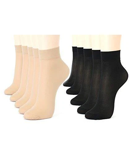 Women Stylish Skin & Black Colour Summer Socks Thin Transparent Net Ankle Shocks