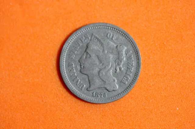 1873 Open 3 Three Cent Nickel #M16011