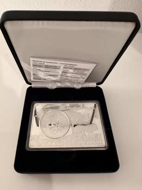 Silbermünze 1OZ 999er Springbock/Krügerrand 2017 in einem 3OZ Barren im Etui 2