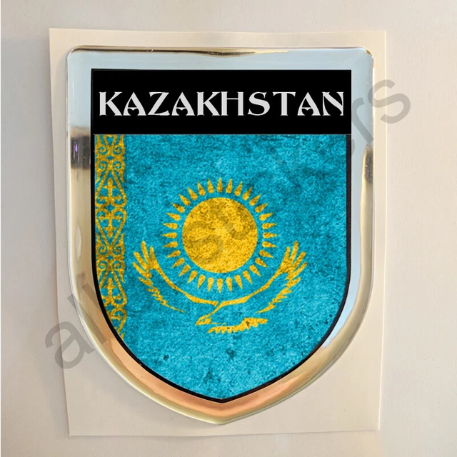 Kazakistan Adesivi Scudetto 3D Bandiera Sporco Resinato Adesivo Vinile Resinati