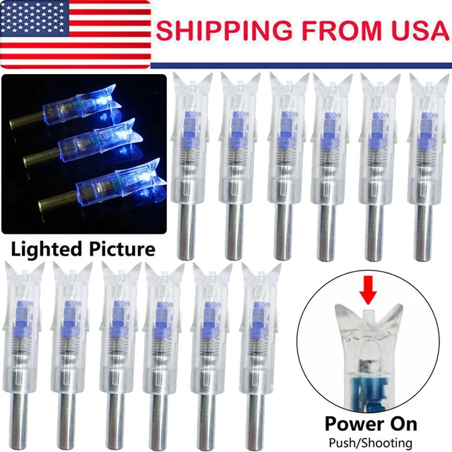 12PCS LED Blue Lighted Nocks .300''/7.62mm Inside Diameter for Crossbow Bolts