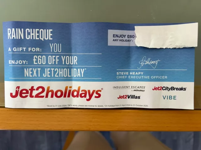 Jet2holidays Jet2 Rain Cheque Check discount voucher £60 off code