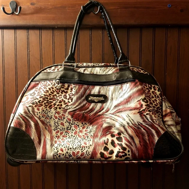 Kathy Van Zeeland Duffel Rolling Wheeled Duffle Bag Carry On Weekender Boho Bag