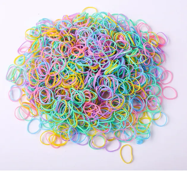 500Pcs Colorful Small Disposable Hair Bands Girls Elastic Rubber Band