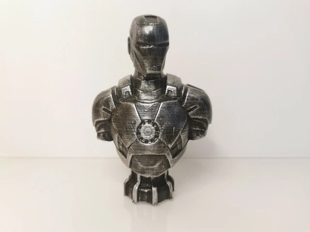 Iron Man Marvel Avengers buste peint à la main argent