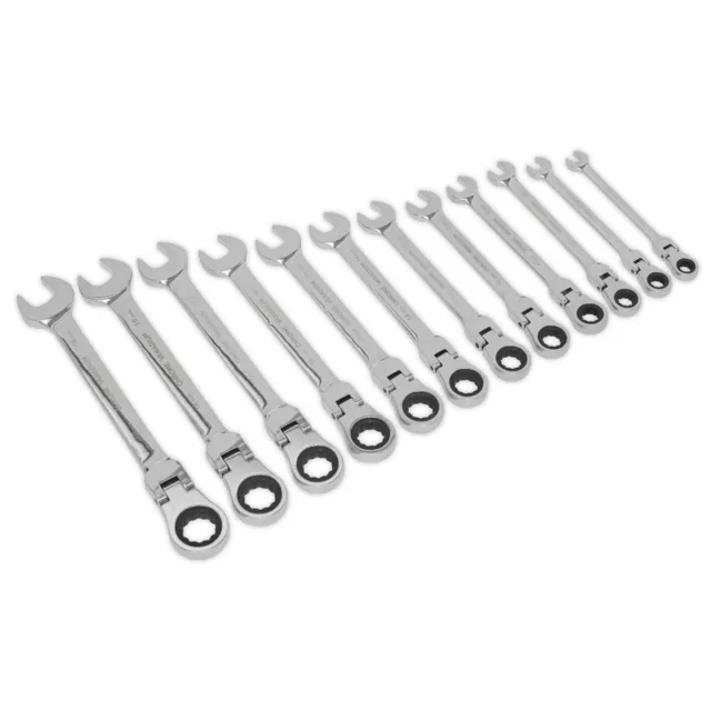 Siegen Flexible Head Ratchet Combination Spanner Set 12 Piece Metric Flex Head