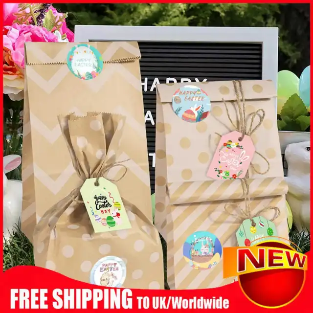24 Sets Treat Bags Candy Cookie Bag for Easter Gift Storage (Kraft Paper)