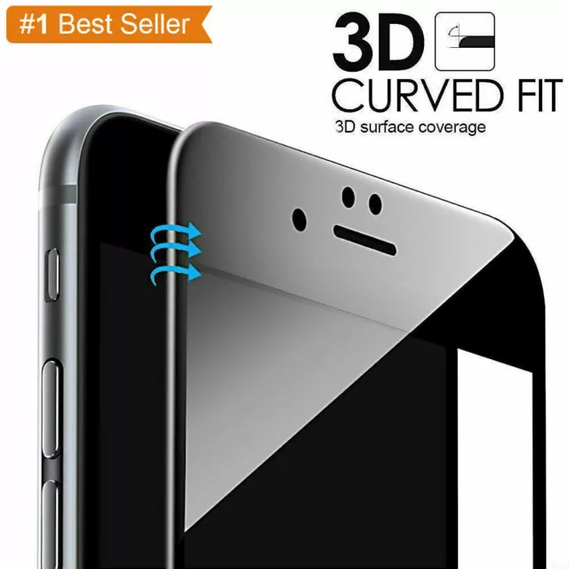 For iPhone 7 8  Full Cover Tempered Glass 3D Curved Screen Protector UK