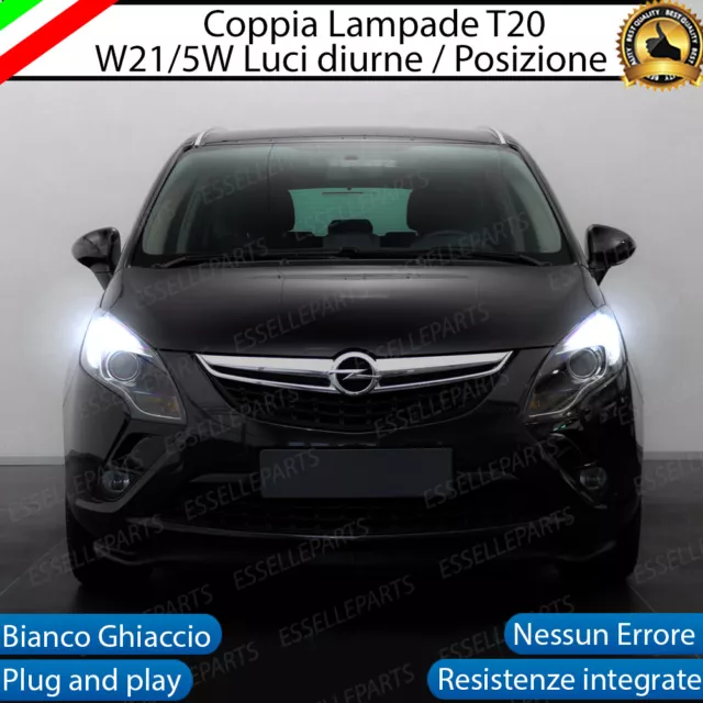 Coppia Luci Diurne Drl Posizione Led T20 W21/5W Opel Zafira C Canbus 6000K