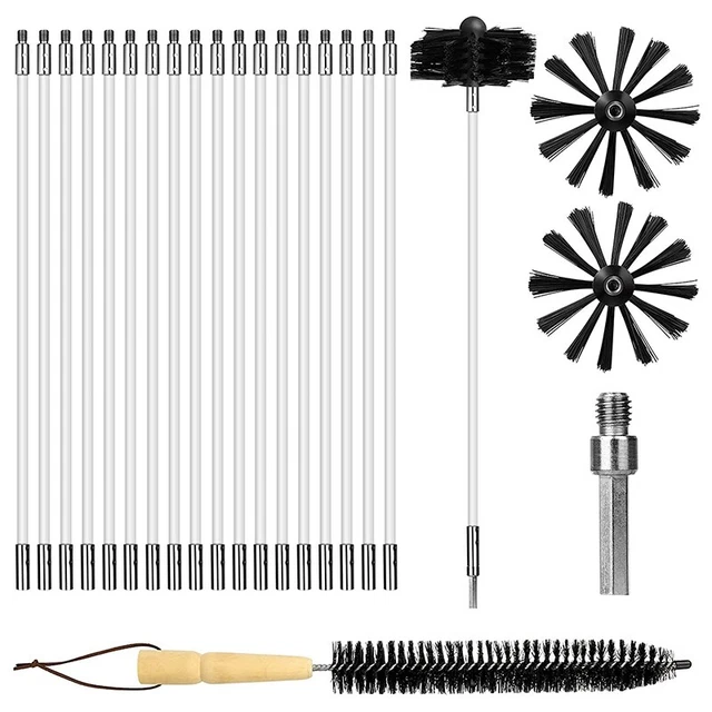 22 PIEZAS Limpieza de chimenea Busto, Juego de Limpieza de Canal con 18 Nylon St B8D4