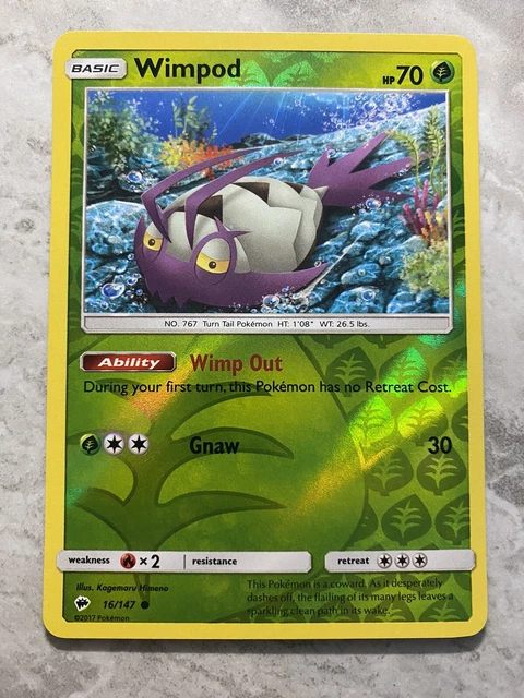 Pokemon TCG - Wimpod - 16/147 - Common Reverse Holo - Sun & Moon: Burning Shadow