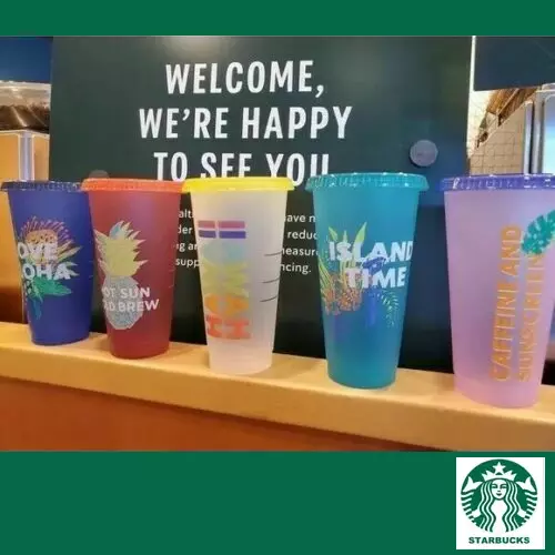 Starbucks HAWAII Reusable Straw Tumblers Variety 5 Set 24oz Plastic Cups NO BOX