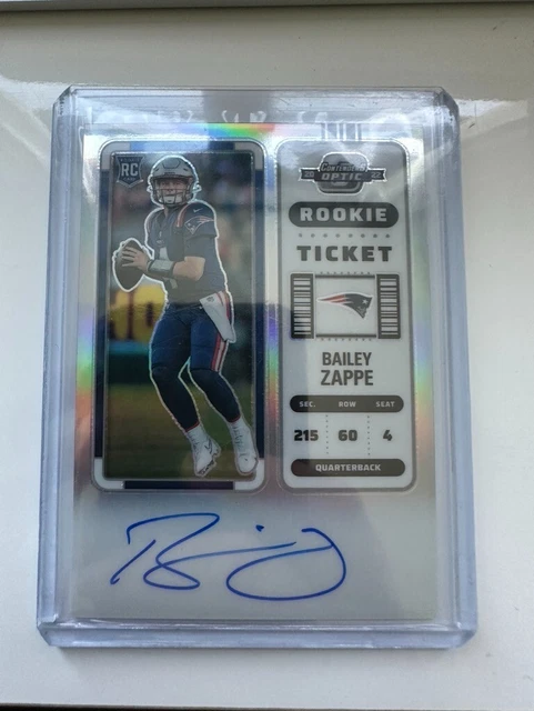 2022 Panini Contenders Optic Bailey Zappe RC ROOKIE TICKET AUTO SILVER PRIZM