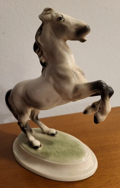 Vintage Keramos Rearing Horse Figurine Vienna Austria Ceramic Porcelain  8" 4