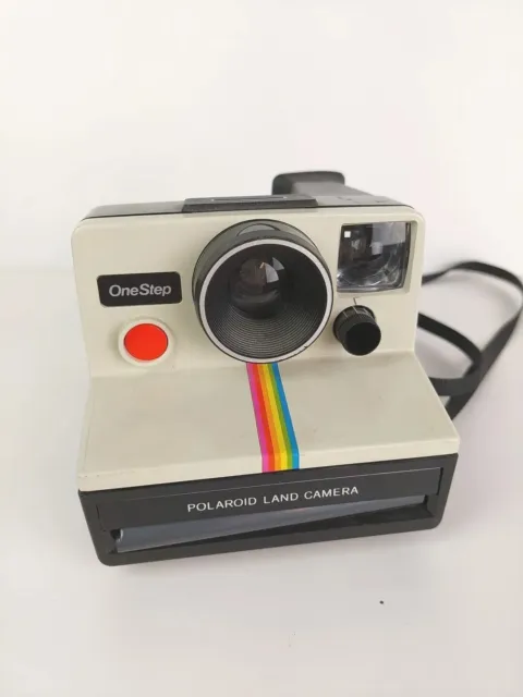 Vintage Original Polaroid SX-70 OneStep White Rainbow Stripe Land Camera & Film