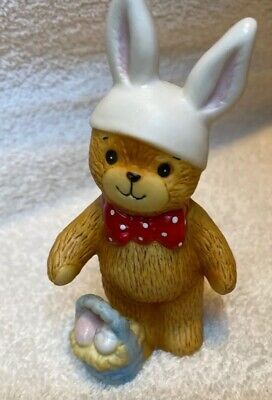 Lucy & Me Bunny Bear With Easter Egg Basket Lucy Rigg ENESCO 1980 Discontinued.