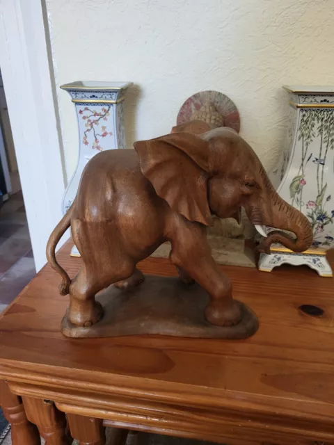 Large Carved Teak Elephant