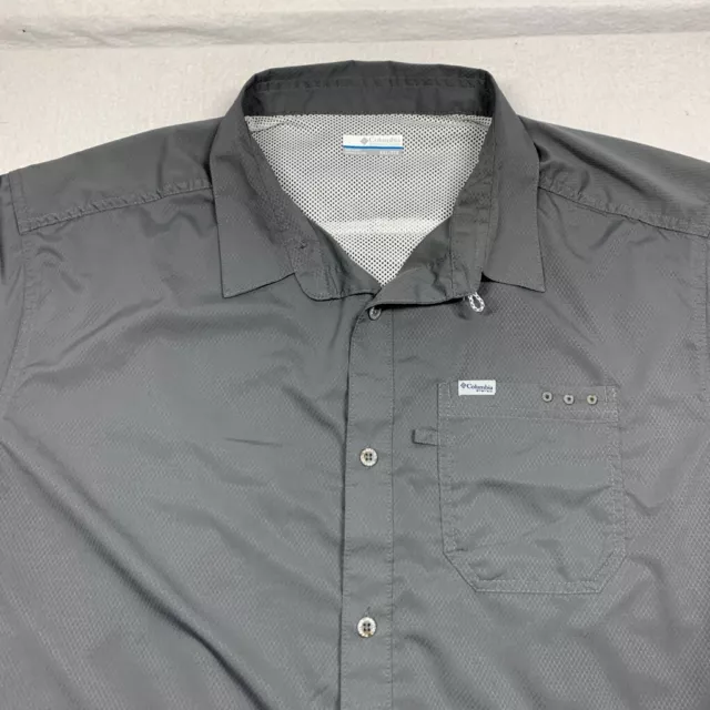 COLUMBIA PFG OMNI Shade Shirt Mens 2Xl XXL Gray Button Up Short Sleeve ...