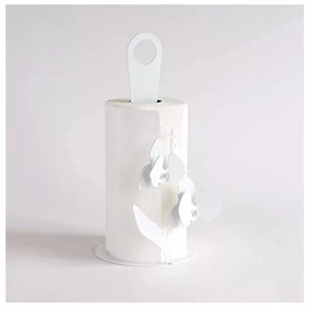 Porta Scottex Portarotolo  da Cucina Orchidea Bianco design Arti e Mestieri