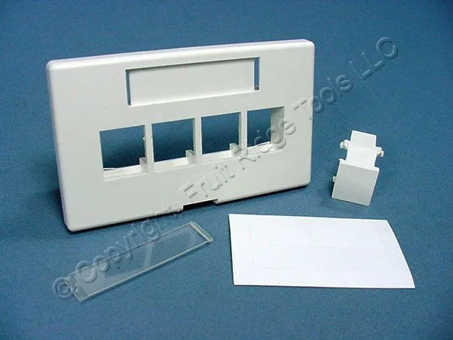 Leviton White 4-Port Quickport Jack Cubicle Wallplate