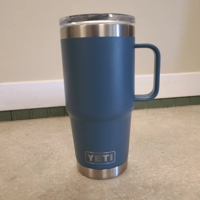YETI Rambler 20 oz. Blue Travel Mug with Stronghold Lid and Handle