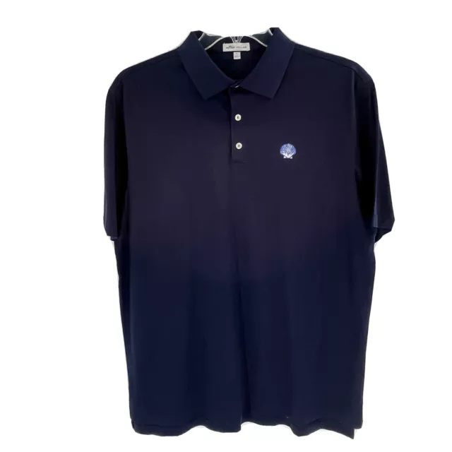 Peter Millar Navy Blue Cotton Polo Shirt Sz Large