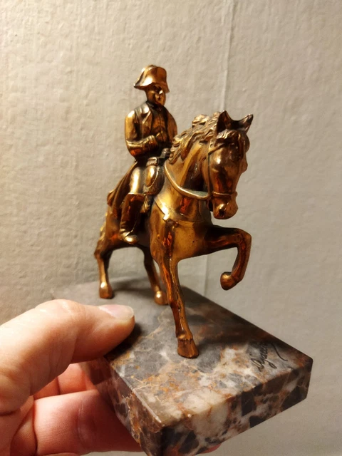 Statuette en cuivre ou laiton Char - chevaux - lancier 12 cm
