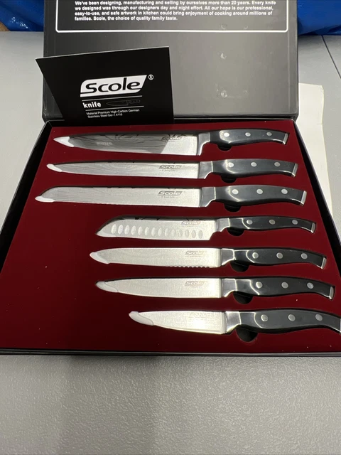 SCOLE Chef Knife Ultra Sharp Kitchen Knife Set 7-Piece, Premium German 1.411...