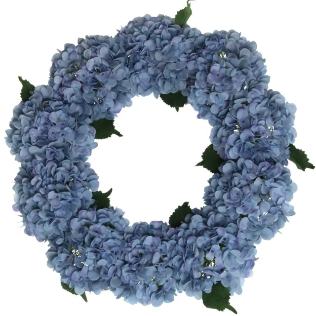 Soft Blue Hydrangea Wreath Grapevine Ring Spring Summer Front Door Decor 24 Inch